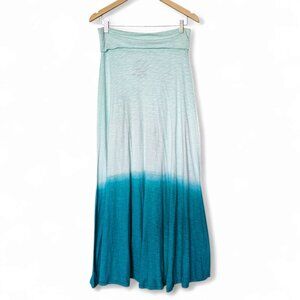 Nanavatee Premium Quality Slub Cotton Ombre Maxi Skirt Size S Turquoise Blue